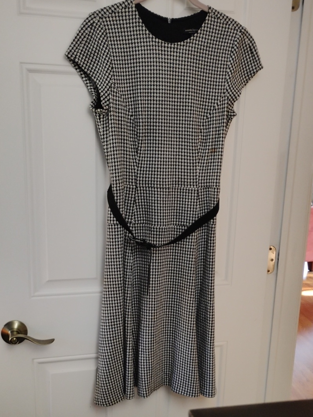 Nanette Lepore Black & White Houndstooth Midi Dress